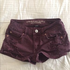 American Eagle Outfitters Burgundy Denim Shorts
